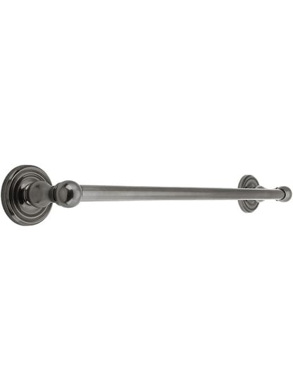 18 inch Brass Towel Bar with Classic Rosettes in Antique Pewter.